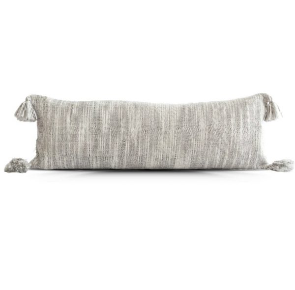 GIANT GREY HAND WOVEN LUMBAR CUSHION COVER