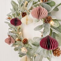 Paper Honeycomb Christmas Baubles Tree Decorations x6