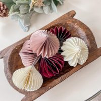 Paper Honeycomb Christmas Baubles Tree Decorations x6