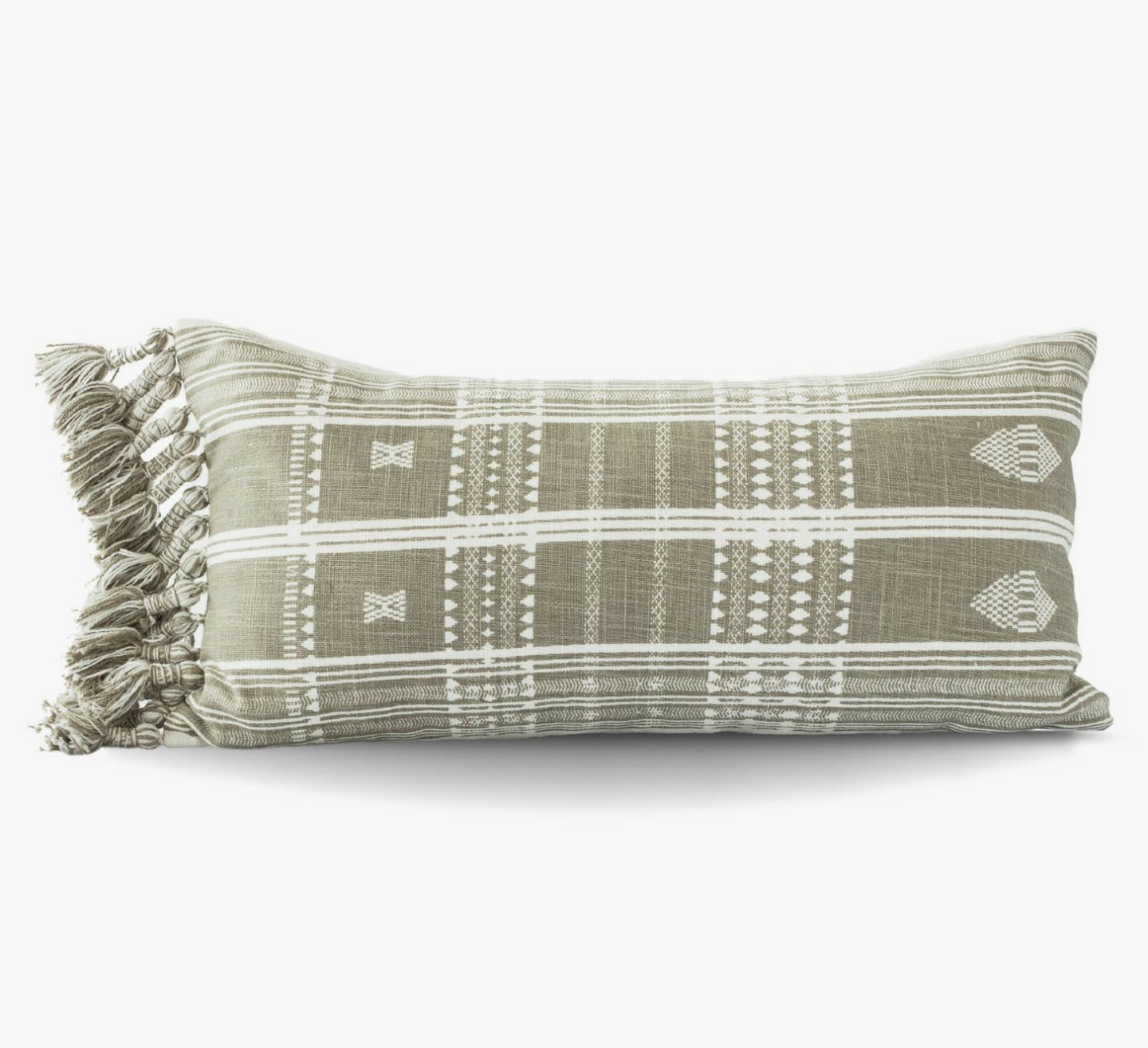 Batik Print Lumbar Pillow Cover Khaki