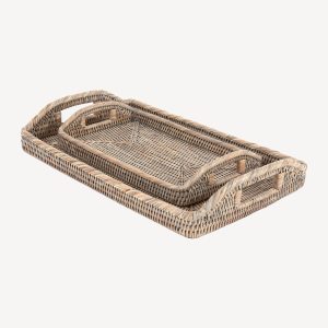 Grey Rattan Morning Tray - Small