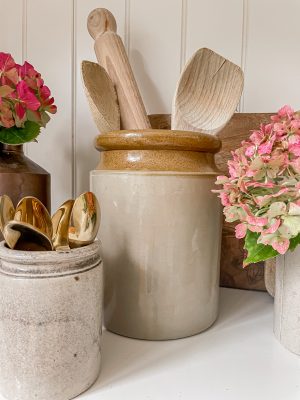 stoneware utensil pot